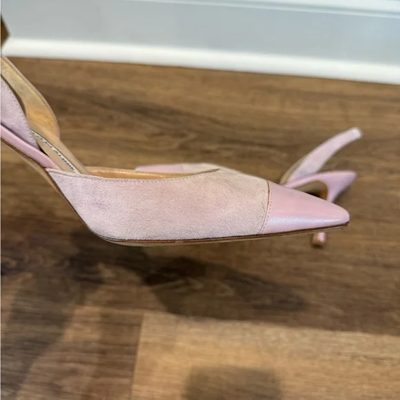 Manolo Blahnik Pink Slingback Heels - Picture 6 of 13